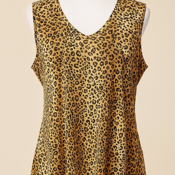 AGB Animal Print V-Neck Tank Top Medium USA Lightweight Stretch - Picture 3 of 7